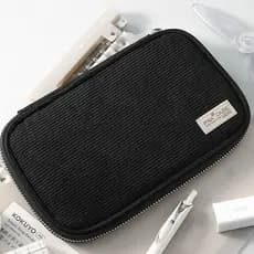 Estojo de Lápis KOKUYO de Alta Qualidade, Caixa de Papelaria Vertical Preta de Grande Capacidade
