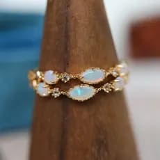 Anel padrão oco palácio japonês luz estilo Natural pedra ins opala luxo Retro feminino Otto TYC4