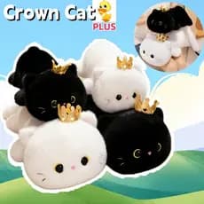 Mais ✨ Novo Bonito Coroa Gato Pelúcia Boneca Kawaii Preto Brinquedo De Divertido Branco Presente De Aniversário Decoraçã