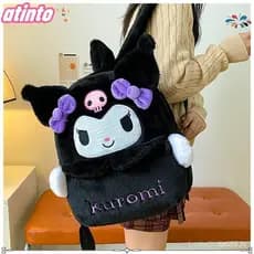 Bolsa de ombro, mochila feminina de pelúcia Cinnamoroll Melody, modelo de estudante de grande capacidade Kuromi OBOJ