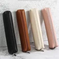 Estojo de lápis em couro PU à prova d'água e resistente a manchas, estojo com zíper, bolsa de armazenamento, produzido p