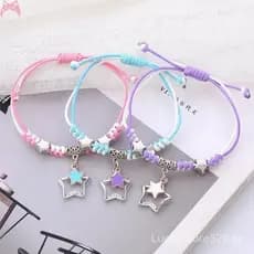 Conjunto de 3 pulseiras da amizade para meninas, com pingentes de desenhos animados fofos, ajustáveis, em cores da moda,