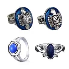1 peça de anel de The Vampire Diaries, anel vintage de cristal da Elena Gilbert com padrão de lápis azul, joia de filme