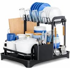 Escorredor de Louça, Escorredor de Louça de 2 Níveis de Grande Capacidade para Bancada de Cozinha, Escorredor de Louça d