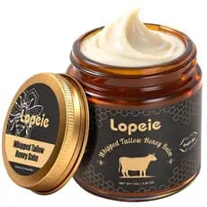Lopeie Sebo de Boi Orgânico Aprimorado para Pele e Rosto – Sebo de Animais Alimentados a Pasto e Bálsamo de Mel para Pel
