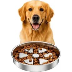 Tigela para Cães Kactoily em Aço Inoxidável 304, 2,5 Copos, Antiderrapante, Design Elevado para Alimentação Lenta e Saúd