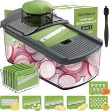Cortador de Legumes Ourokhome para Cozinha, Triturador de Vegetais Seguro para as Mãos com 6 Lâminas de Mandoline, Corta