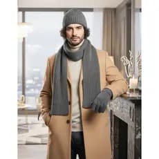 Kit de Outono Inverno Masculino: Gorro, Cachecol, Luvas, Boné para Clima Frio KGYD