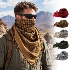 Lenço Shemagh com Padrão Pied-de-Poule, Leve e Respirável, Bandana Tática para Caminhadas, Acampamentos e Viagens BQCM