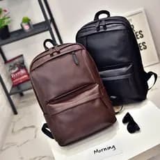 Bolsa de viagem casual masculina, mochila masculina, mochila escolar para estudantes, mochila portátil de couro PU estil