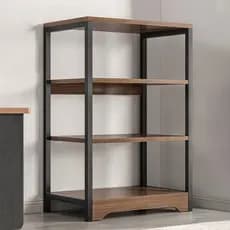 Estante de armazenamento para livros, estante de armazenamento de vários níveis para colocar no chão, cor de madeira mac