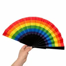 Leque Colorido Arco-íris Para Festa Dança Carnaval Decoração 43cm