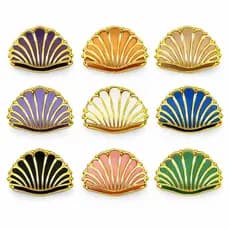 kit 10 piranhas concha modelo praia cores variadas perolada e fosco com aro dourado