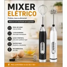 Batedor Misturador Mixer Elétrico para Bebidas Leite Café Clara de Ovo 2 em 1