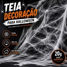 Teia de Aranha Branca Halloween Decoração Festa Temática Enfeite com Aranha de PVC Decorativa