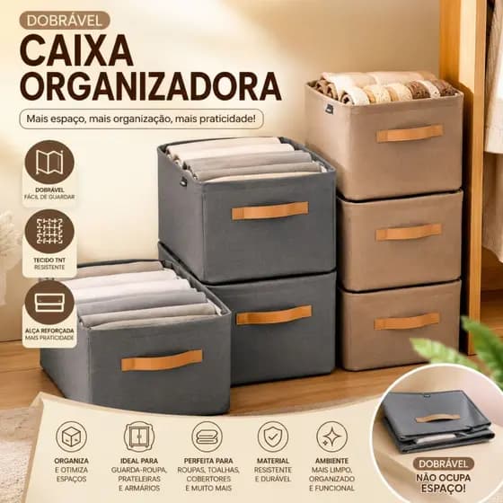 Caixa Organizadora Dobrável TNT para Gavetas Guarda-Roupa Closet Armário Organizador de Roupas