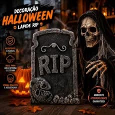 Lápide RIP Halloween Decoração Plástico Isopor Catacumba Festa Terror Cemitério Fantasma Duhome
