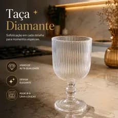 Taças Caneladas Vidro 390ml Grande Taça Mesa Posta Canelada Enxoval Utilidades Conjunto Duhome