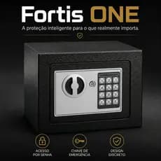 Cofre Eletrônico Digital com Senha Chave de Emergência Aço Reforçado para Dinheiro Documentos Fortis ONE®