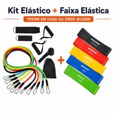 Kit 11 Extensor Elástico Treino Em Casa + Kit 5 Faixas Elásticas Fitness Para Exercício Yoga Treino