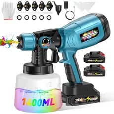 Pistola de pintura a lítio de 1400ml com 5 baterias duplas,indicada para pintura de paredes e móveis