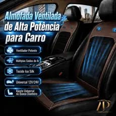 Almofada Ventilada para Banco de Carro 12V/24V Capa com Ventilador Seda Gelada Universal