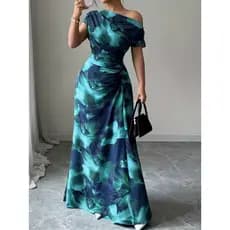 Vestido de festa vestido vestido casual novo estilo europeu americano estampado Slim-fit saia longa verão elegante vesti