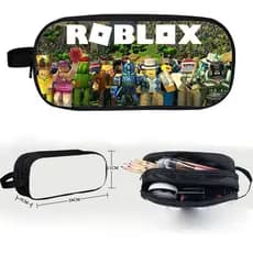 24 * 11 * 7cm 2 Camadas Jogo ROBLOX Lápis Saco Caso Estudantes Lona Papelaria Moeda Bolsa Zíper