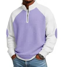 Novas roupas masculinas casuais Plus Size primavera verão europa américa venda quente Waffle contraste cor gola alta zíp