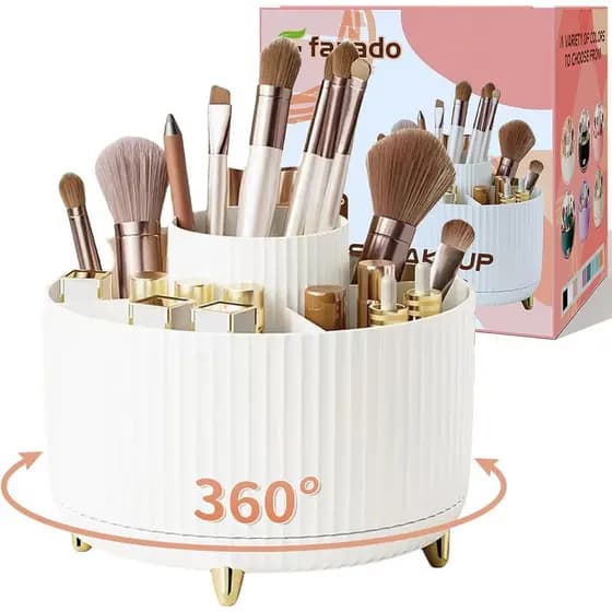 fanado 360 °   Organizador de Maquiagem Giratório, Suporte para Pincéis de Maquiagem, Armazenamento de Maquiagem e Cuida