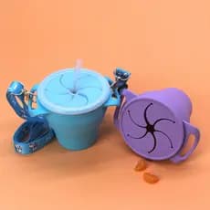 Silicone dobrável lanche copo crianças copo de palha ao ar livre jogar dobrável copo de armazenamento produtos maternos