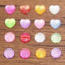 2 multicolorido diy tempo Gem acessórios gradiente escamas de peixe acrílico charme redondo coração remendo de fundo pla