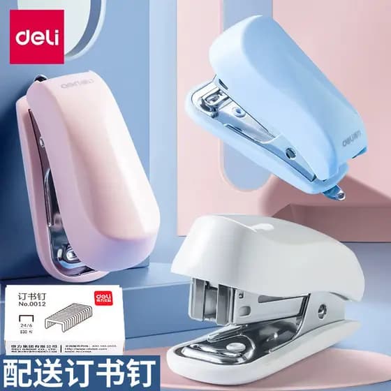 Deli Stationery 0255 Mini Grampeador Conjunto Pequeno Grampeador Conveniente Grampeador