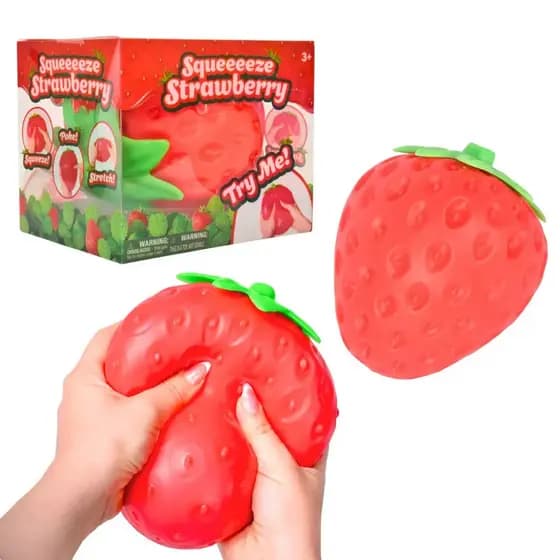 Toymendous Squeeze Strawberry - Bola Antiestresse Extra Grande de 5" para Adultos e Crianças a Partir de 3 Anos - Brinqu