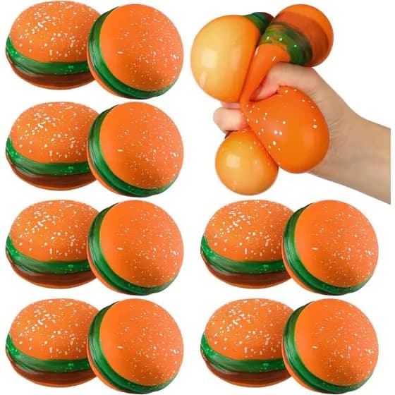 Meooeck, conjunto de 12 brinquedos antiestresse em formato de hambúrguer, adequados para festas de aniversário, presente