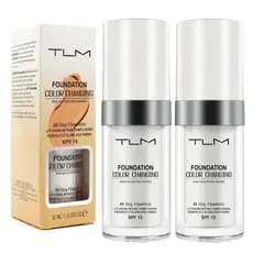 Base de Maquiagem que Muda de Cor, Pacote com 2, Líquida, Hidratante, Protetor Solar, 30ml
