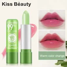 BELEZA KISS ®     Batom Natural de Aloe Vera com Mudança Mágica de Cor, Hidratante Labial, Cuidado Labial, Batom em Gel