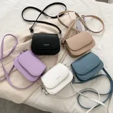 Bolsa Feminina de Moda em Couro PU, Bolsa de Ombro Estilo Vintage, Cor Sólida, Bolsa Transversal com Aba
