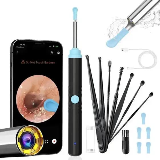 Conjunto de Higiene Auricular de Silicone, Ferramenta de Remoção de Cera de Ouvido com Câmera HD, Limpador de Ouvido com