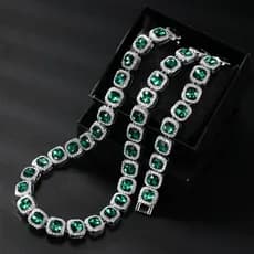Nova pulseira de corrente cravejada de 12,6mm com cubos de vidro quadrados, estilo hip-hop, colar cubano, joia com diama