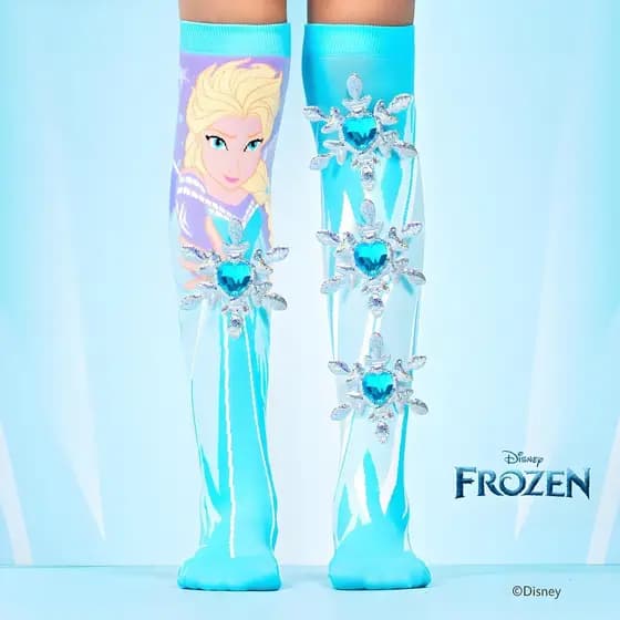 Meias Altas Divertidas 3D da Princesa Elsa, Azul Gelo, Respiráveis, Adequadas para Meninas.   QOQU