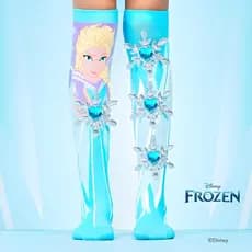 Meias Altas Divertidas 3D da Princesa Elsa, Azul Gelo, Respiráveis, Adequadas para Meninas.   QOQU