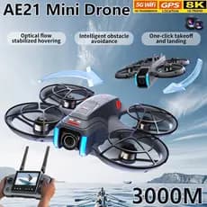 Drone AE21 Com Câmera 8K HD , Quadricópteros De Controle Remoto , Aeronave De Quatro Eixos , Altitude Hold , GPS , Brinq