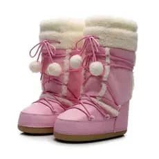 Botas de Inverno Femininas 2026, Botas de Neve Femininas, Resistentes ao Frio, Quentes, de Cano Médio, Rosa, Botas Espac