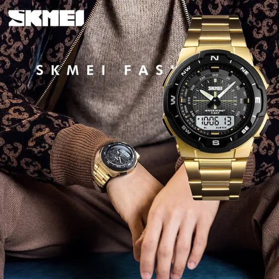 Relógio esportivo masculino Skmei 1370, relógio esportivo masculino de marca de luxo, todo em aço, ZKKC