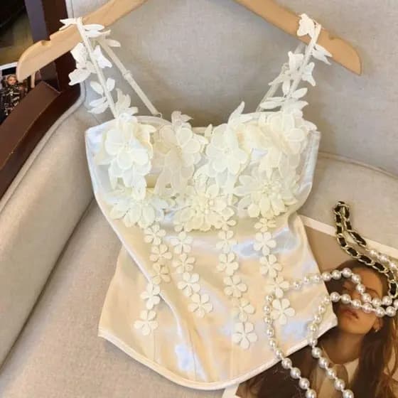[Seckill por tempo limitado] Puro desejo tridimensional flor cetim camisola feminina 2026 verão novo estilo High-End que