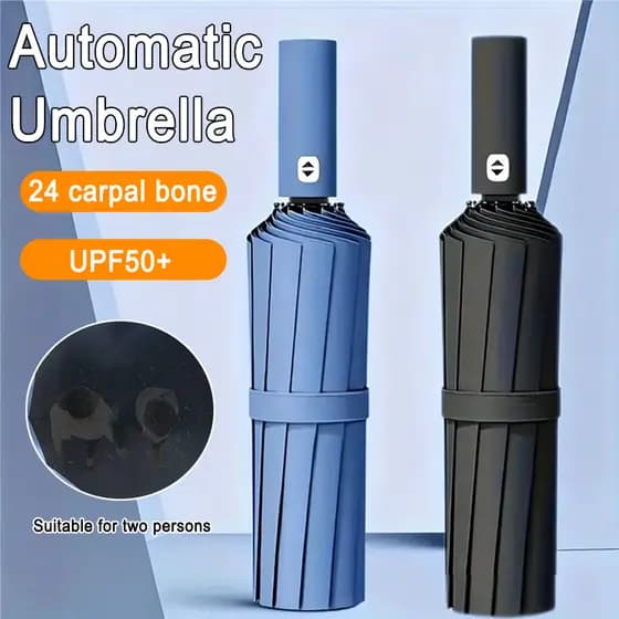 Guarda-Chuva Duplo De Abertura E Fechamento Automático 105 Cm Dobrável 24 Costelas Reforçado Engrossado Estável À Prova