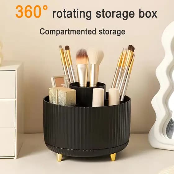 Simples Estilo De Mesa Grande Capacidade Rack Armazenamento Cosméticos Penteadeira Batom Pincel Maquiagem Rotativo Canet