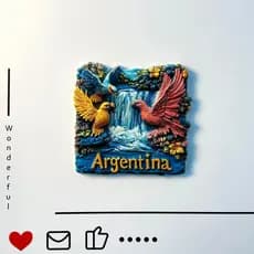Argentina, Cataratas do Iguaçu, paisagem, ímã de geladeira, arara, lembrança de viagem TAN9 0M8A