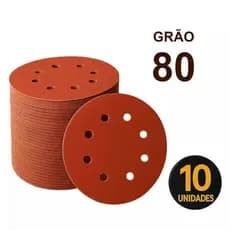 Disco de Lixa Aderente com Furos 7" (180mm) - Grão 80 - 10 Peças